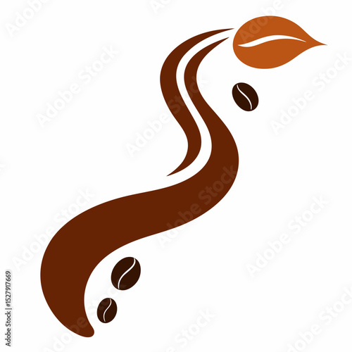 Abstract coffee bean stream with leaf design