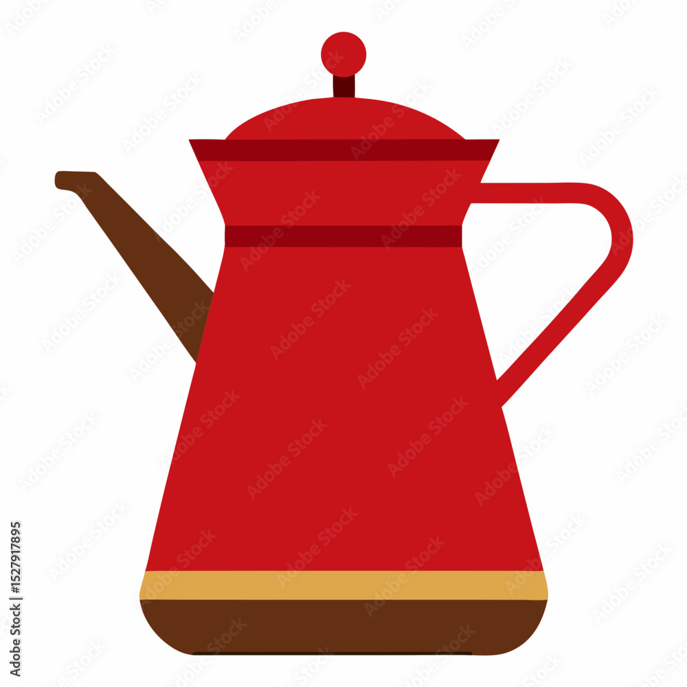 Fototapeta premium Red coffee pot illustration kitchenware design