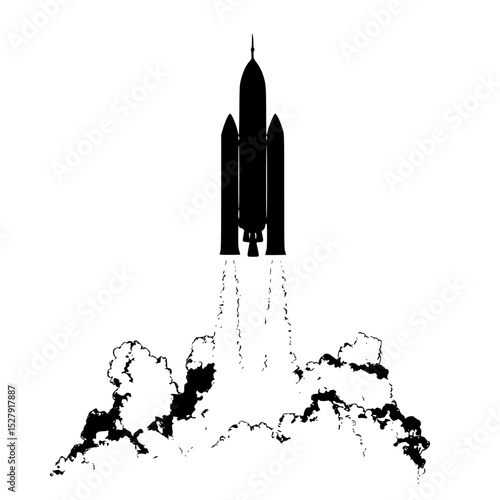 a rocket is flying into the sky black, fly, rocket, sky, space , Generative art.