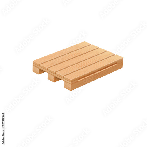 Realistic wooden pallet from top angle view. Vector illustration.