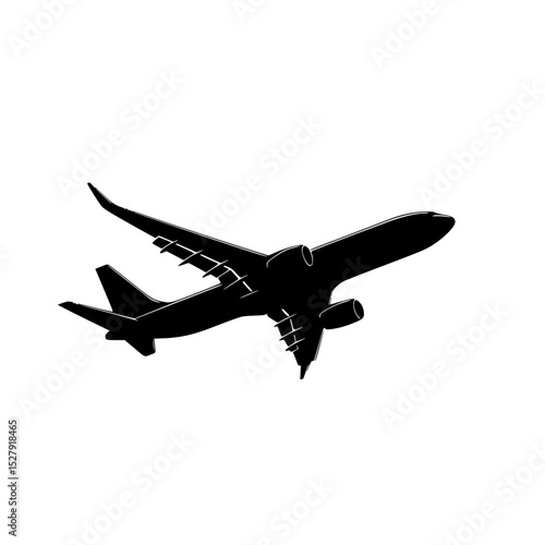 a black and white silhouette of an airplane flying airplane, black, fly, plane, silhouette, sky , Generative art.