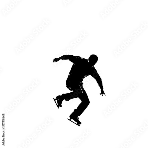 a black and white silhouette of a man riding a skateboard black, jump, man, person, ride, silhouette, skateboard, skateboarder, snowboarder , Generative art.