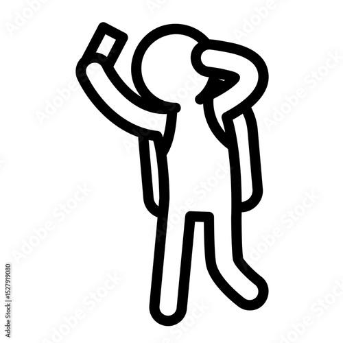 Taking a solo selfie outline icon