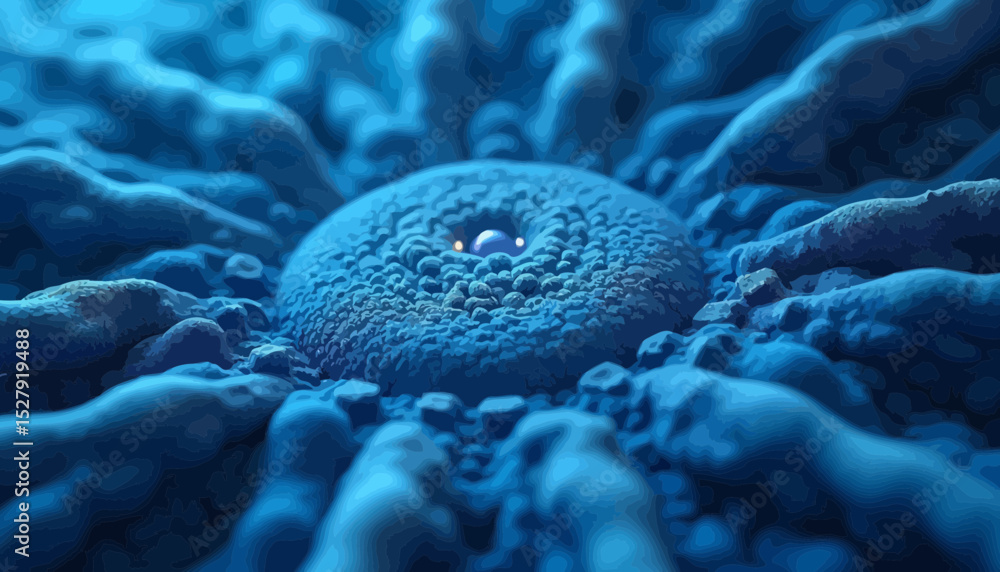 Fototapeta premium Abstract Blue Sphere 3D Render with Glowing Center