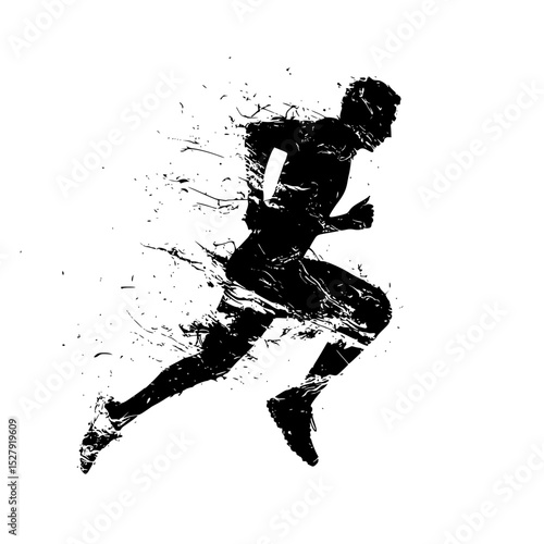 abstract silhouette of a football player running with a soccer ball abstract, art, ball, basketball player, football player, run, run with, silhouette, soccer ball, soccer player