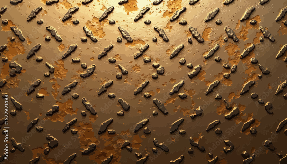 Fototapeta premium Rusty Brown Metal Texture with Diamond Plate Pattern