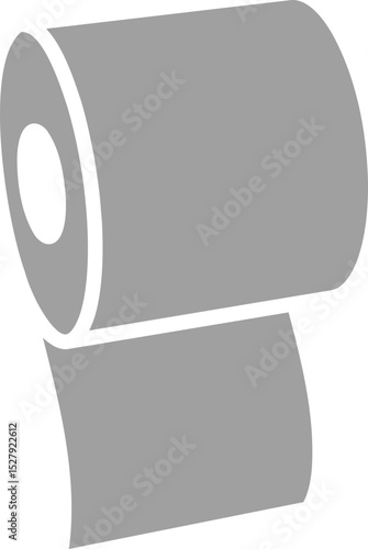 Simple yet impactful gray roll of paper icon.  Perfect for minimalist designs, app interfaces, or representing concepts of supply, consumption, or resource management.