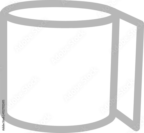 Simple grey line art illustration of a roll of paper, partially unrolled.  Perfect for website icons, app design, or representing concepts like beginnings, progress, or resource depletion.