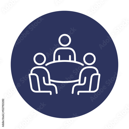 Meeting icon People around conference table. Icon symbol illustration