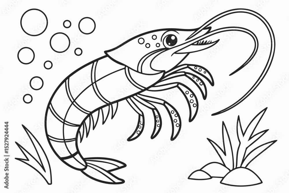 Naklejka premium Coloring page. Marine wild animal. colorless, uncolored, black and white