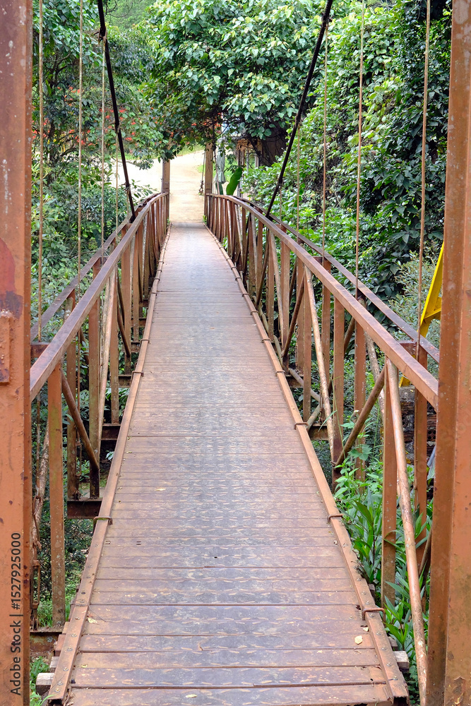 Obraz premium Metal footbridge in the highlands region. Kontum. Vietnam.