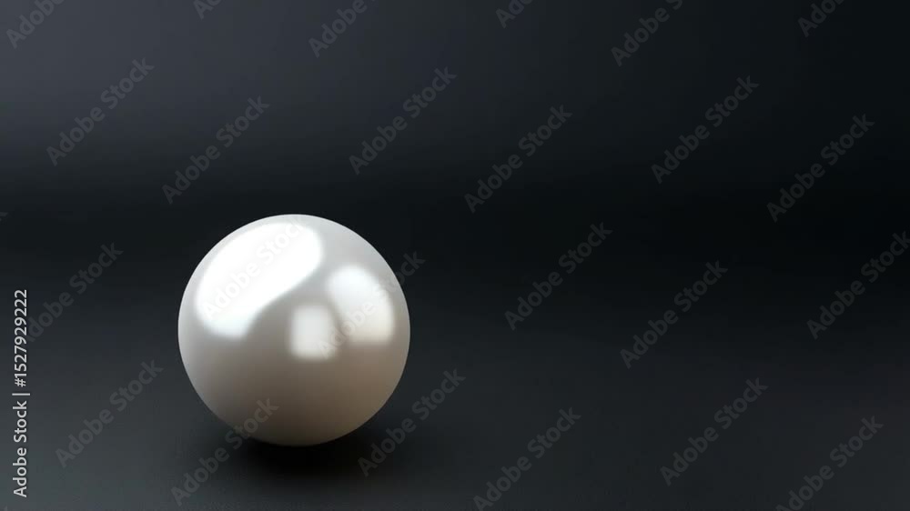 A glossy pearl sphere resting on a dark surface, reflecting soft light in a serene setting A glossy pearl sphere resting on a dark surface, reflecting soft light in a serene setting