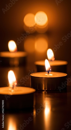 Serene Glow of Candlelight: A Captivating Display of Warmth and Tranquility in a Dark Setting
