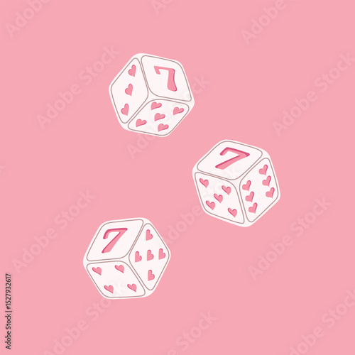 Hand drawn set dises with hearts on pink background, seamless pattern.