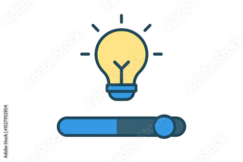 Light bulb illuminates above dimmer slider, representing an idea or energy saving solution