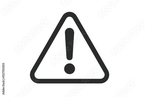 Simple black triangular warning sign with exclamation point inside isolated on white