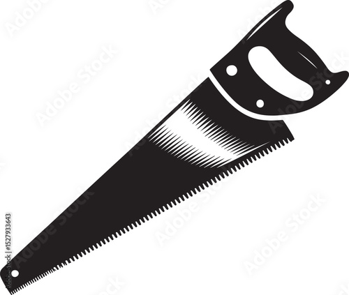 Hand saw icon black and white vintage style.