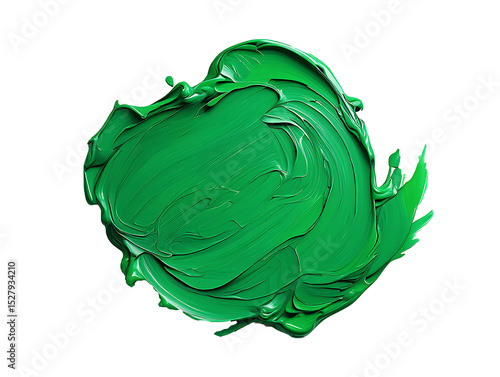 Vibrant green acrylic paint stroke on white background