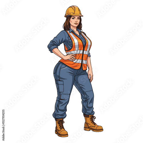 Stylish woman in casual outfit confidently standing with hands on hips outdoors