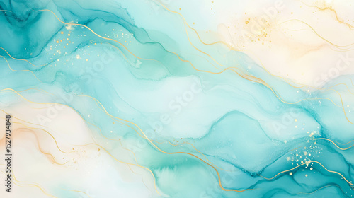 Abstract clould and sky water color painting background with gold splash brush. Elegant style, illustrator.
