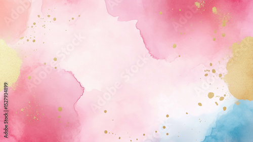 Abstract pastel and gold watercolor background. Elegant style.