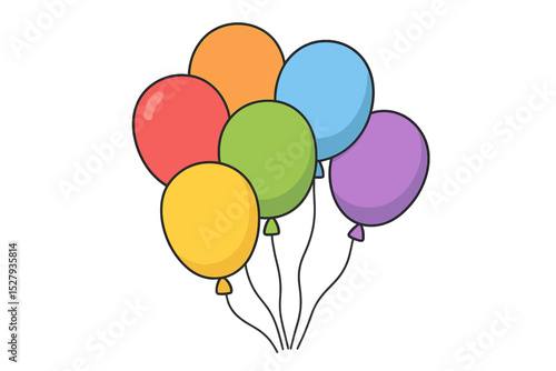 Bunch of colorful balloons vector illustration cartoon icon isolated on white background