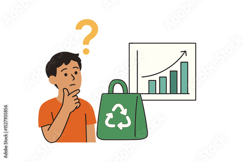 Boy is Pondering Eco-Friendly Initiatives and their Potential Positive Impact on the Market