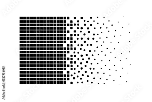 Black squares and circles pattern decreasing in size on white background vector illustration
