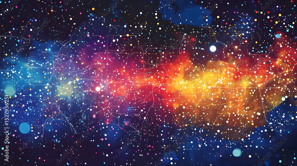 Fototapeta premium Cosmic Nebula with Vibrant Colors in Space