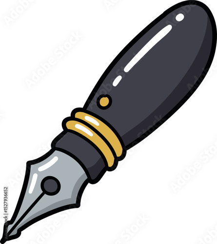 Cartoon Fountain Pen Clipart – Classic Writing Pen Illustration for Kids, Education, and Creative Designs

