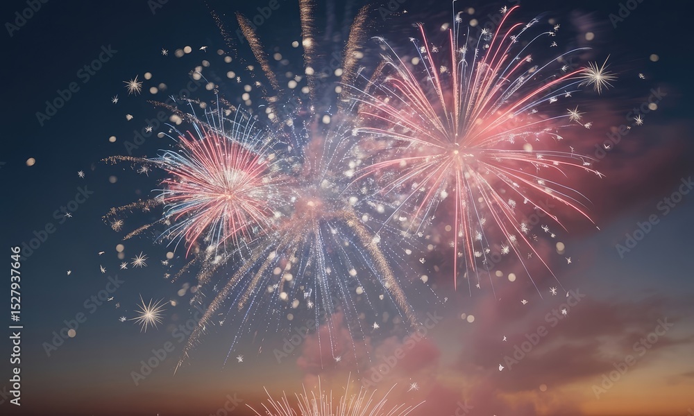 Naklejka premium Colorful fireworks display night sky celebration background