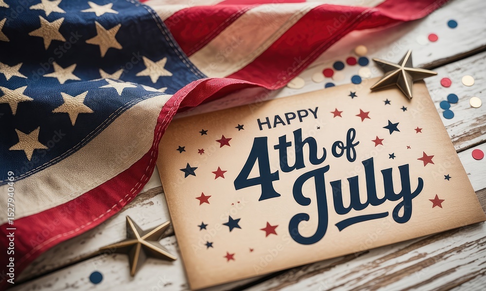 Fototapeta premium Patriotic fourth of july celebration flag card and stars