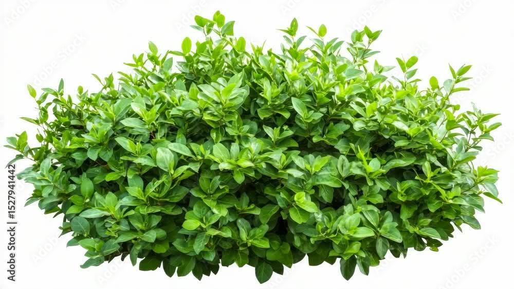 Lush green bush with dense foliage in natural photo style, isolated on white background, concept of landscaping and garden decoration Lush green bush with dense foliage in natural photo style, isolated on white background, concept of landscaping and garden decoration