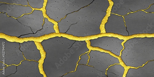 Cracked surface with gold veins