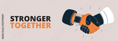 Cartoon vector illustration of two hands shaking, symbolizing trust, collaboration, and successful partnership