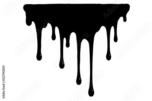 Black liquid dripping downwards, a vector illustration of a spilled substance