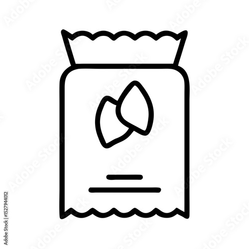 Packaged pasta in a sealed bag with minimal design outline  