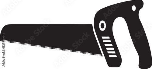 Hand saw icon black silhouette on white background.