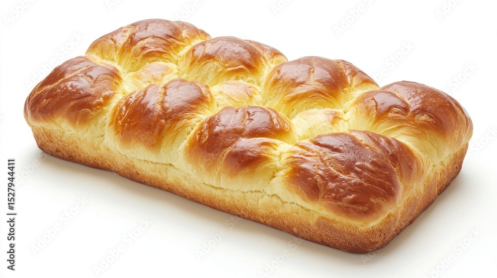 A loaf of freshly baked bread with a golden-brown crust on a white background. A loaf of freshly baked bread with a golden-brown crust on a white background.