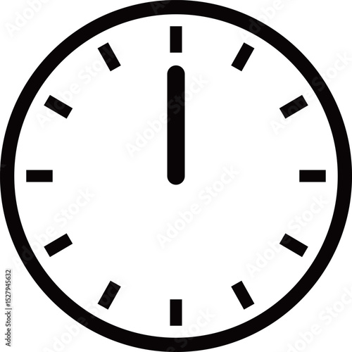 12時の掛け時計アイコン　モノトーン