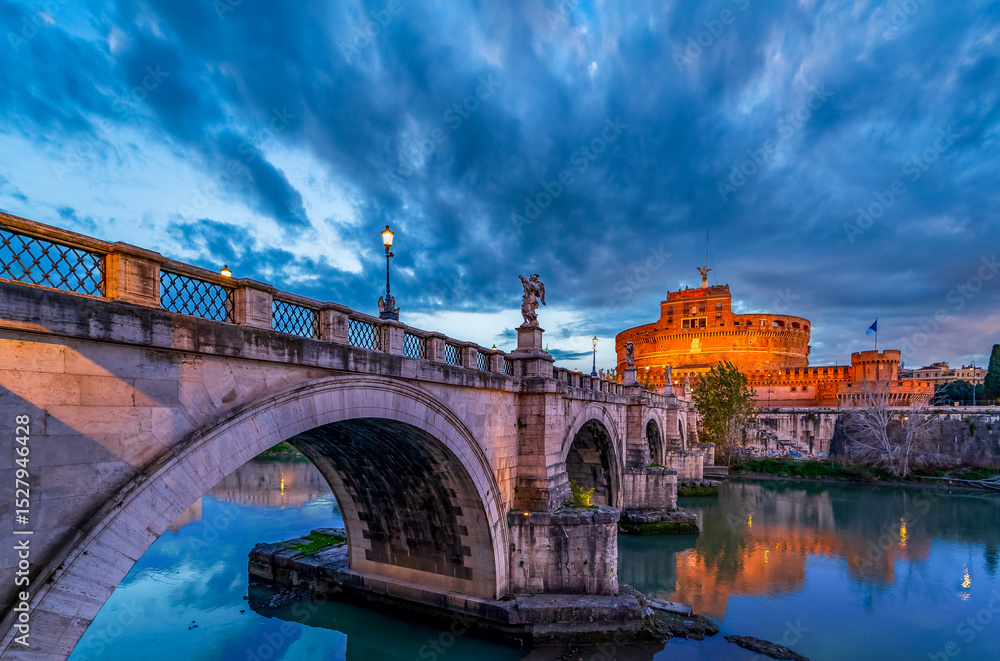 Obraz premium Castel Sant'Angelo Castle and Bridge in Rome, Italy