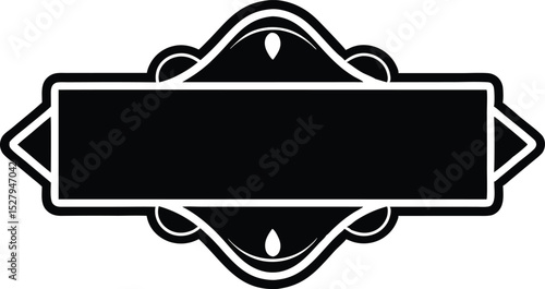 Black and White Ornate Decorative Frame with Unique Design and Blank Space for Text