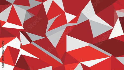 Dynamic polygonal background in red, white, and grey, resembling the Indonesian or Polish flag colors. Perfect for national themes, abstract designs, and modern corporate presentations