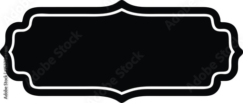 Black Ornamental Frame with White Border, Decorative Shape for Text and Insertion
