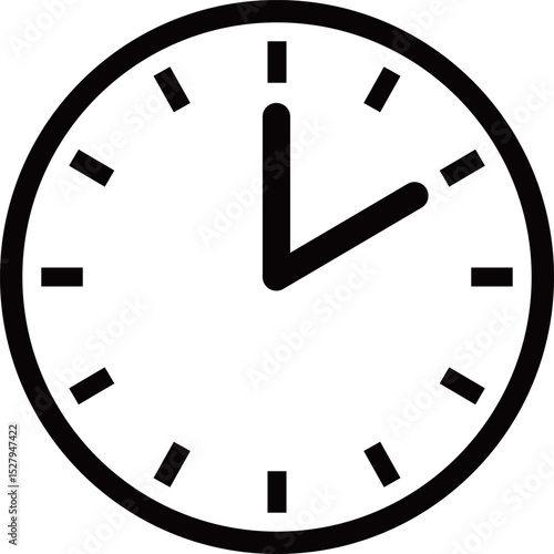 2時の掛け時計アイコン　モノトーン