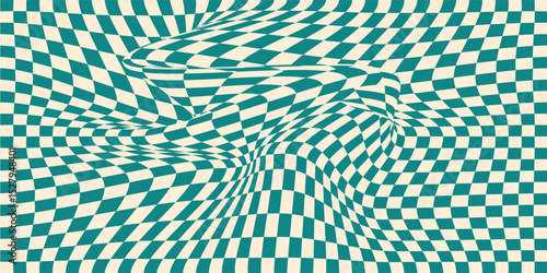 Retro Groovy Wavy Psychedelic Checkerboard Check Y2K 90s Phone Case Background Stationary Fashion Textile Repeat Pattern. vector illustration.