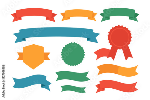 Vector Illustration of colorful ribbons and awards for graphic design elements isolated