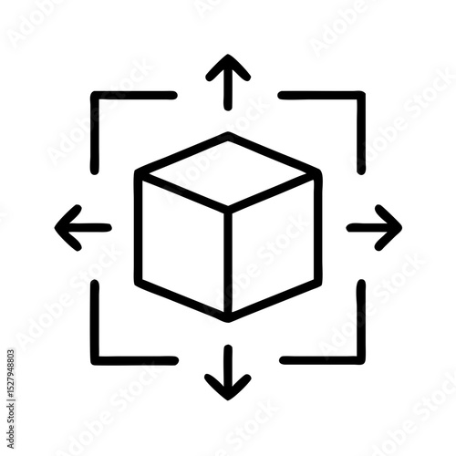Box dimensions with arrows indicating size in a minimal design 