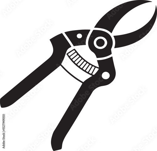 Black and white icon of bypass pruning shears.