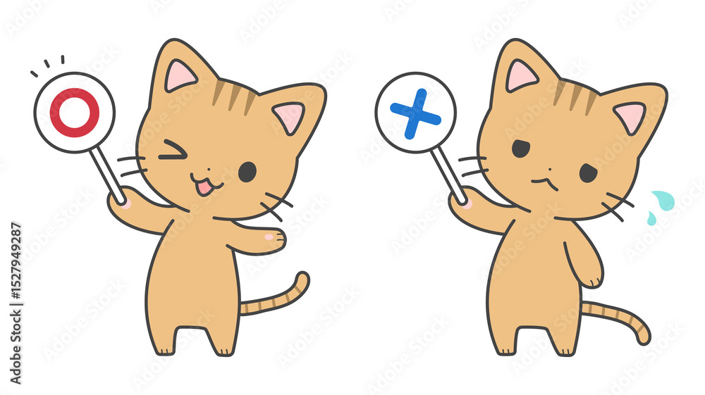 Obraz premium 〇×クイズ猫セット